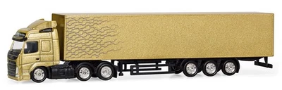 MOTORART, VOLVO FM 6x4 con rimorchio a cassone rigido 3 assi oro Scala 1/87, ... - Immagine 1 di 3
