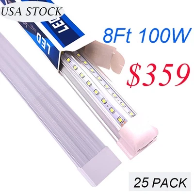 25 PACK 8FT T8 LED Tube Light Bulbs 6500K Integrated LED Shop Light Fixture - Image 1 of 4