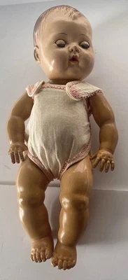 Bebé cabello moldeado American Charactor 13,5" Tiny Tears años 50 con rosa original Conjunto Foto 1 de 4