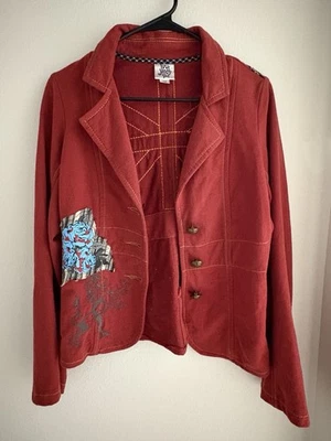 Chaqueta Blazer Ivy Jane Anthropologie Mujer Roja British Union Jack Talla Mediana Foto 1 de 4