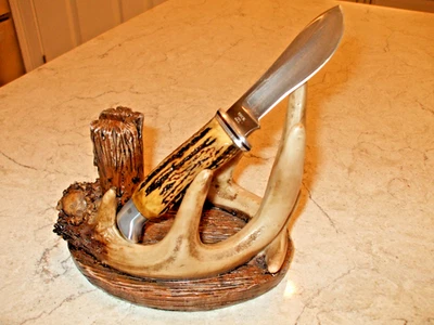 BUCK KNIFE 103 SKINNER VINTAGE STAG ANTLER RARE 1960'S WITH SHEATH AND BOX  DEAL - Image 1 of 4