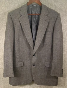 Burberrys Wool Blazer Mens 44R Brown Tan Sport Coat Jacket Plaid Windowpane - Picture 1 of 21