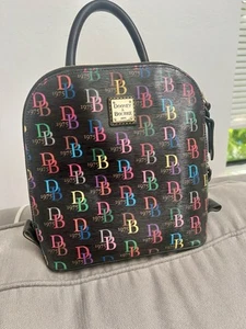 DOONEY & BOURKE LOGO DB75 BLACK/ Multicolor SMALL ZIP POD Backpack HANDBAG - Picture 1 of 4