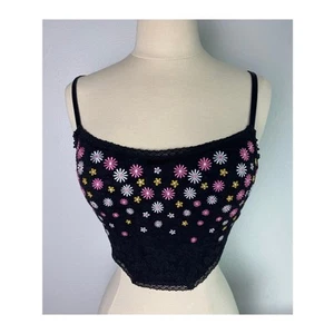 Pink Bra Sz. 34C, Medium, Black w/ Flowers - Picture 1 of 4