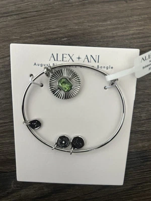 Alex and Ani August Birthstone Green/Peridot Charm Bangle Bracelet NWT - Image 1 of 3