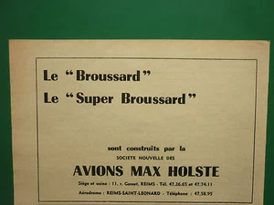 12/1957 PUB AVIONS MAX HOLSTE BROUSSARD SUPER BROUSSARD MH-250 ORIGINAL ANZEIGE - Bild 1 von 1