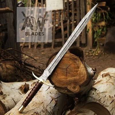Espada Vikinga Forjada a Mano Damasco Acero Afilado Listo para Batalla Espada Medieval Foto 1 de 4