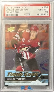 2016 UPPER DECK Jakob Chychrun PSA 10 SILVER FOIL RC YOUNG GUNS ROOKIE POP 14 - Picture 1 of 2