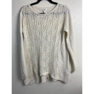 Sundance Alpaca Blend Sweater Open Knit Front Ivory Women Size Medium Cozy - Picture 1 of 9