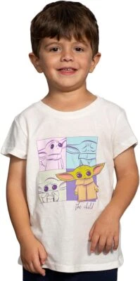 Футболка с коротким рукавом для мальчиков Star Wars Baby Yoda Grogu The Child квадраты для Хэллоуина - Изображение 1 из 4