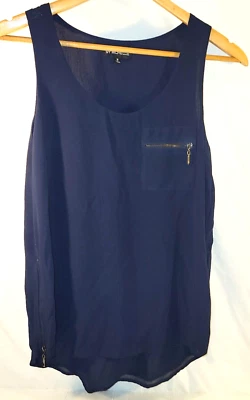 Camiseta sin mangas mediana para mujer azul marino cremalleras laterales fluida Langenlook My Michelle Foto 1 de 4