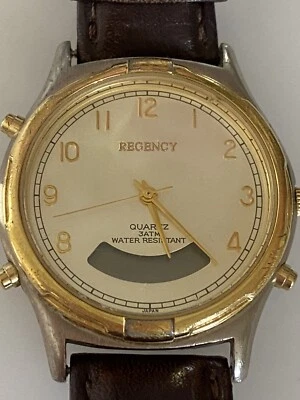 Reloj Regency Hombre Cuero Marrón Acero Inoxidable Resistente al Agua Cuarzo Batería Foto 1 de 4
