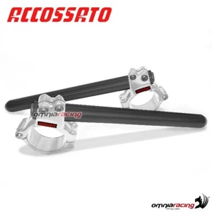 Semi-handlebars Leaning Silver Bracelet and Black Tube for Forks 50mm - Picture 1 of 7