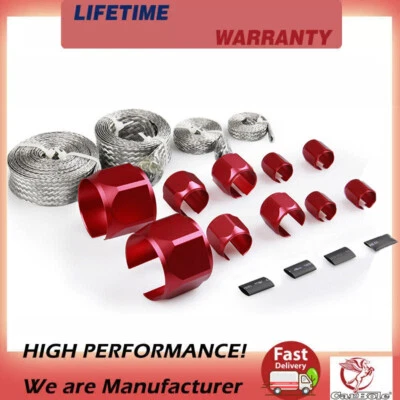Chrome Radiator Hose Sleeving Stainless Steel Braided Dress-Up Hose Cover Kit US - Image 1 of 4