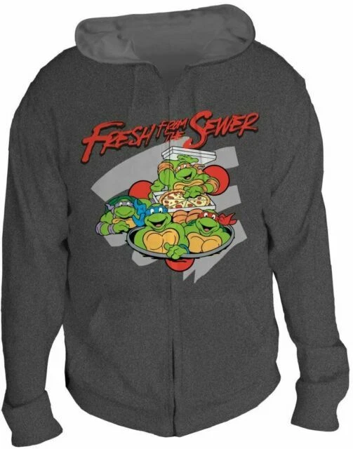 SUDADERA CON CAPUCHA GRIS CREMALLERA HOMBRE TMNT FRESCA DE ALCANTARILLA RETRO AÑOS 80 DIBUJOS ANIMADOS Foto 1 de 1