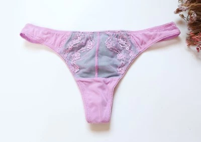 Mujeres Sexy Tanga Malla y Encaje Ropa Interior Lencería Tanga Bragas Púrpura XS-S-M-L Foto 1 de 4