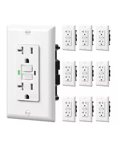 10 Pc GFCI Outlet 20Amp Outdoor Weather-Resistant Tamper-Resistant LED Indicator - Picture 1 of 7