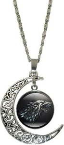 1 Wolf Head Moon Crescent Necklace #1 - Picture 1 of 2