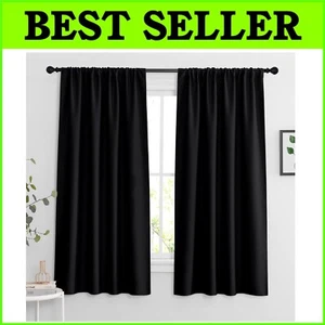 Rod Pocket Blackout Curtains 63" Long - 2 Panels for Bedroom & Living Room - Picture 1 of 11