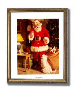 Altes St Nick Weihnachtsmann Weihnachten #4 Wandbild Gold gerahmt Kunstdruck - Bild 1 von 4