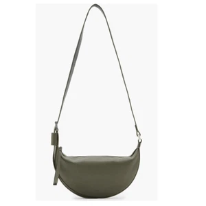 All Saints Half Moon Leather Crossbody Bag, Chic Boho Bag, Tarmac Green, NWT - Picture 1 of 17
