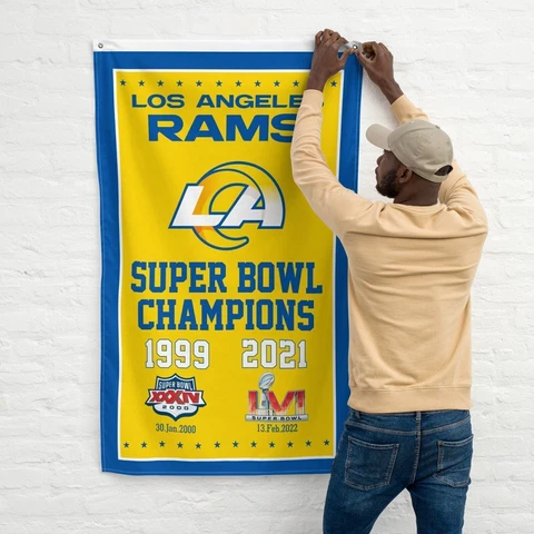 Premium Flag Los Angeles Rams 3x5 ft Banner Super Bowl LVI Champs NFL LA Winners Cover