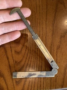 Antique RULER 2-FOLD WOOD & BRASS CALIPER 6" NO 95 STEPHEN’S & CO Alignment Pin - Picture 1 of 15