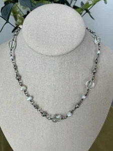 SILPADA Oxidized Pearl Crystal Bead Necklace Sterling Silver 16-18" - Picture 1 of 9