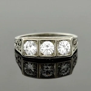 925 Silver 1.50 CT Round Cut White Moissanite Engagement Vintage Filigree Ring 7 - Picture 1 of 9