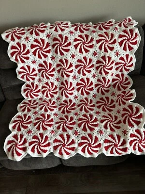 "Nueva menta afgana, ganchillo, hecha a mano, roja afgana aproximadamente 50""X 60""" Foto 1 de 4