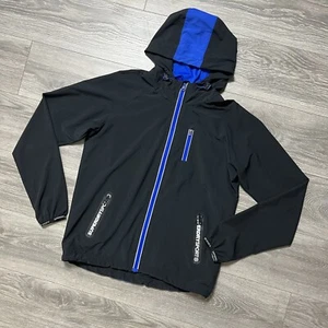 Superdry Sport Active Black Long Sleeve Full Zip Hooded Windbreaker Jacket Men L - Picture 1 of 18