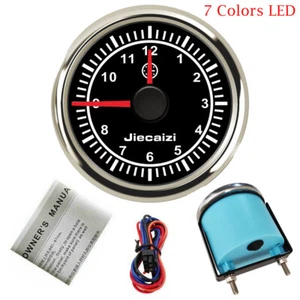 52MM 2-1/16" Reloj Calibre 12Horas Impermeable 9-32VDC Para Coche Marino 7 Colores LED - Imagen 1 de 7