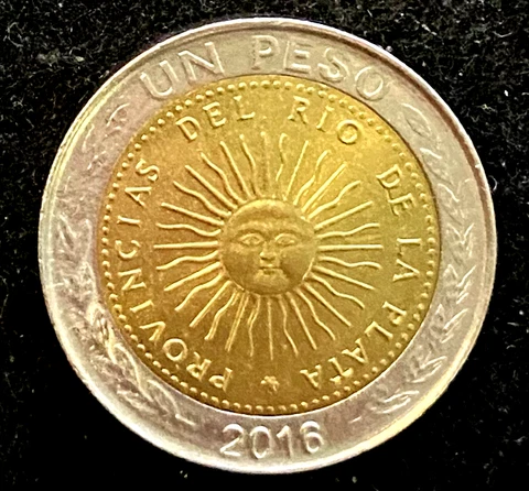 Aregentina 1 PESO Random Year BI-METALLIC KM112 Circulated World Coin Cover