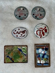 Vintage Emaille über Kupfer Broschen & 1 Set Ohrringe siehe Bilder & Beschreibung - Bild 1 von 10