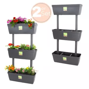 2x 3er Set Pflanzkübel mit Sichtschutz Pflanz Kübel Raumteiler Blumen Topf - Bild 1 von 7