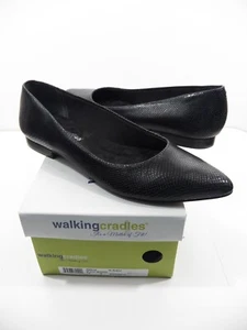 WALKING CRADLES REECE NEU NEU NEU MIT ETIKETT DAMEN 10 N 100 % LEDER FLACHER SCHUH SCHLANGENLEDER SCHWARZ - Bild 1 von 8