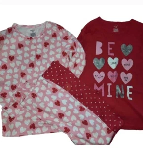 Nwt Carter's Heart 2 Piece 2 Pairs Cotton Pj Set Size 12 - Picture 1 of 3