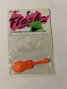 Vintage Fibre-Craft Flash Charms Orange GuitarNIP1989 Deadstock Jewelry Supplies - Picture 1 of 2