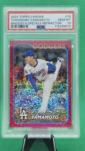 PSA 10 YOSHINOBU YAMAMOTO MAGENTA SPECKLE /350 (RC) 2024 Topps Chrome #18 ROOKIE - Picture 1 of 2