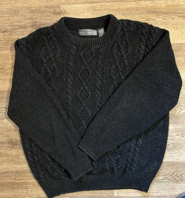 Suéter Oscar De La Renta Para Hombres XL Tejido con Cable Pullover Mezcla de Lana Gris Carbón Foto 1 de 4