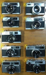 ¡En estado de funcionamiento! Juego de cámara de película telémetro de 9 unidades con estuche - Imagen 1 de 7