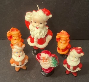 Vela de cera navideña Gurley vintage años 50 "SANTA" - Lote de 5 + 1 - Imagen 1 de 9