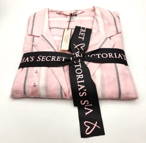 Victoria's Secret Pajama Set The Dreamer Cotton Top Pants Pink Striped Size L - Picture 1 of 4