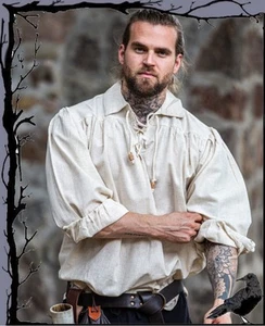 Camisa pirata medieval con cordones y cuello - Artur @ Oferta especial Leonardo Carb - Imagen 1 de 1