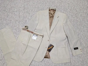 Traje vintage hecho en Estados Unidos años 70 80 2 piezas nuevo stock antiguo 42R 36x34 marrón tostado HAGGAR - Imagen 1 de 12