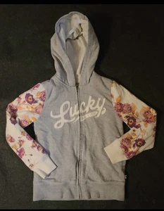 Lucky Brand Full Zip Hoodie Long Sleeve Sweatshirt Size S 7/8 Vintage UNISEX - Picture 1 of 4