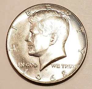 1968d Silver 40% JF Kennedy Half Coin,minor Grease Error Unc.Highly Collectable - Picture 1 of 6