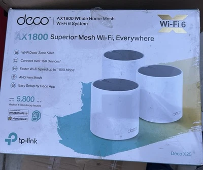 New TP-Link Deco X25 Dual-Band Whole Home Mesh Wi-Fi 6 System 3-Pack AX1800 - Image 1 of 3