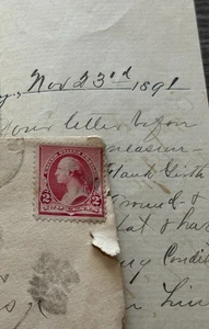 US Postage George Washington Two Cent 2¢ Red Stamp  1890 w/letter - Picture 1 of 2