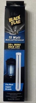Bombilla blanca única bandera negra 15 vatios Bug Zapper BB-15WHT - Nueva Foto 1 de 2